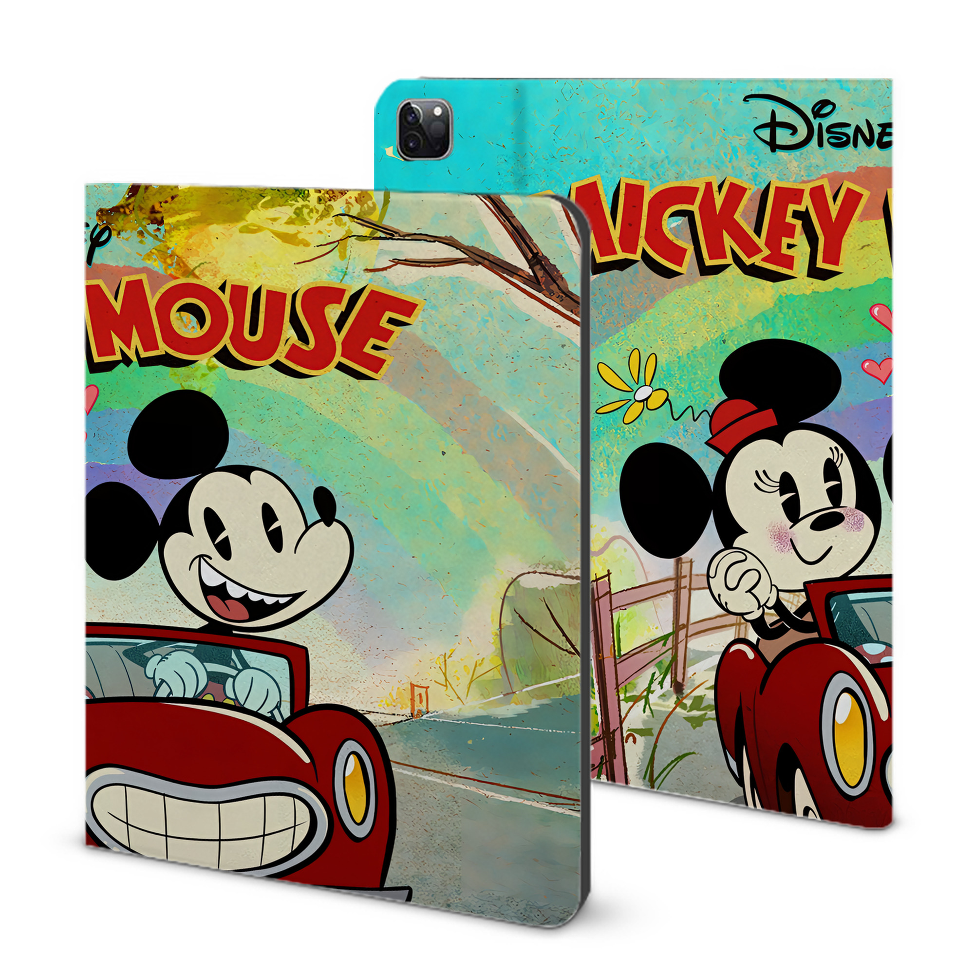 （画像用） ミッキーマウス Mickey Mouse IPad ケース ブック型 PUレザー TPU 耐衝撃 軽量 薄型 ペン収納なし 全面保護 IPad 各モデル対応